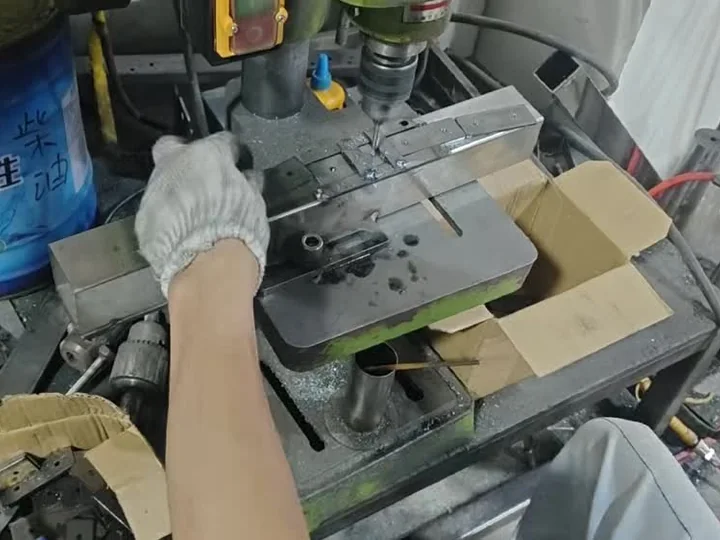 Drilling operation on custom metal parts at LIUMAI